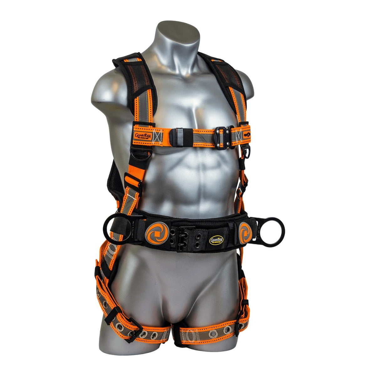 Guardian 21063 Reflective Cyclone Construction Full Body Harness with Dorsal and Hip D Rings XXL