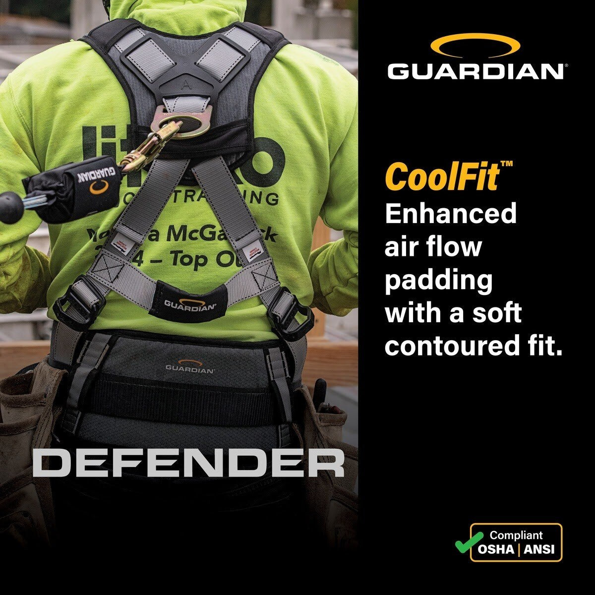 Guardian 3737007 Defender Standard Full Body Harness 3XL Pass Through Chest Buckle with Tongue Buckle Legs - 5