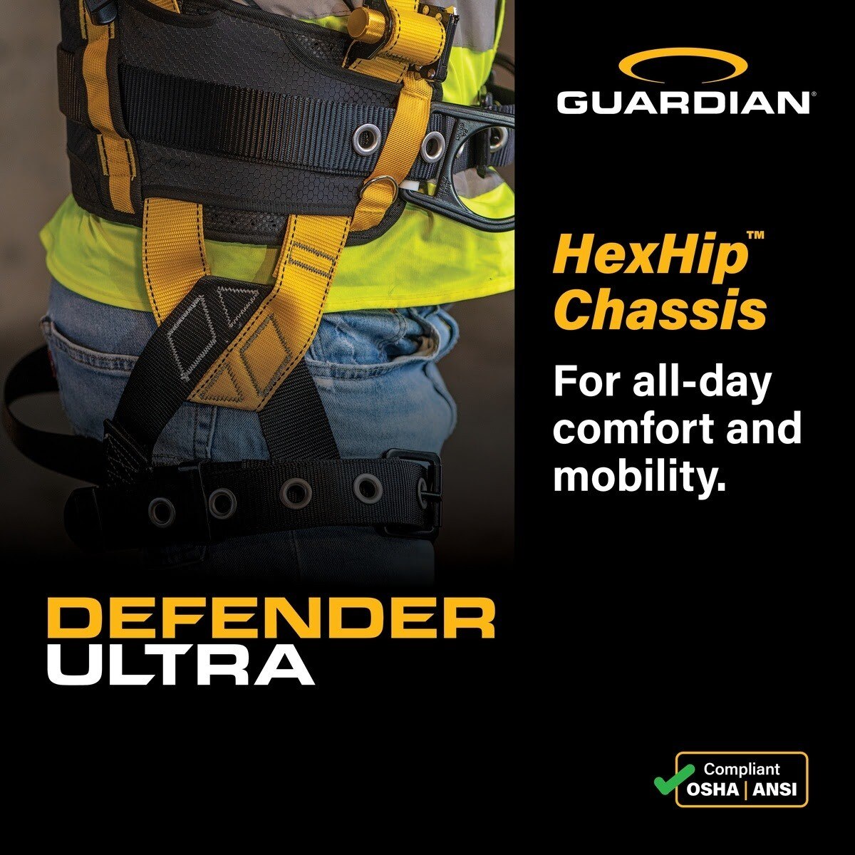 Guardian 3737104 Defender Ultra Standard Harness XS-S Pass Through Chest Tongue Buckle Legs (1 Each) - 3
