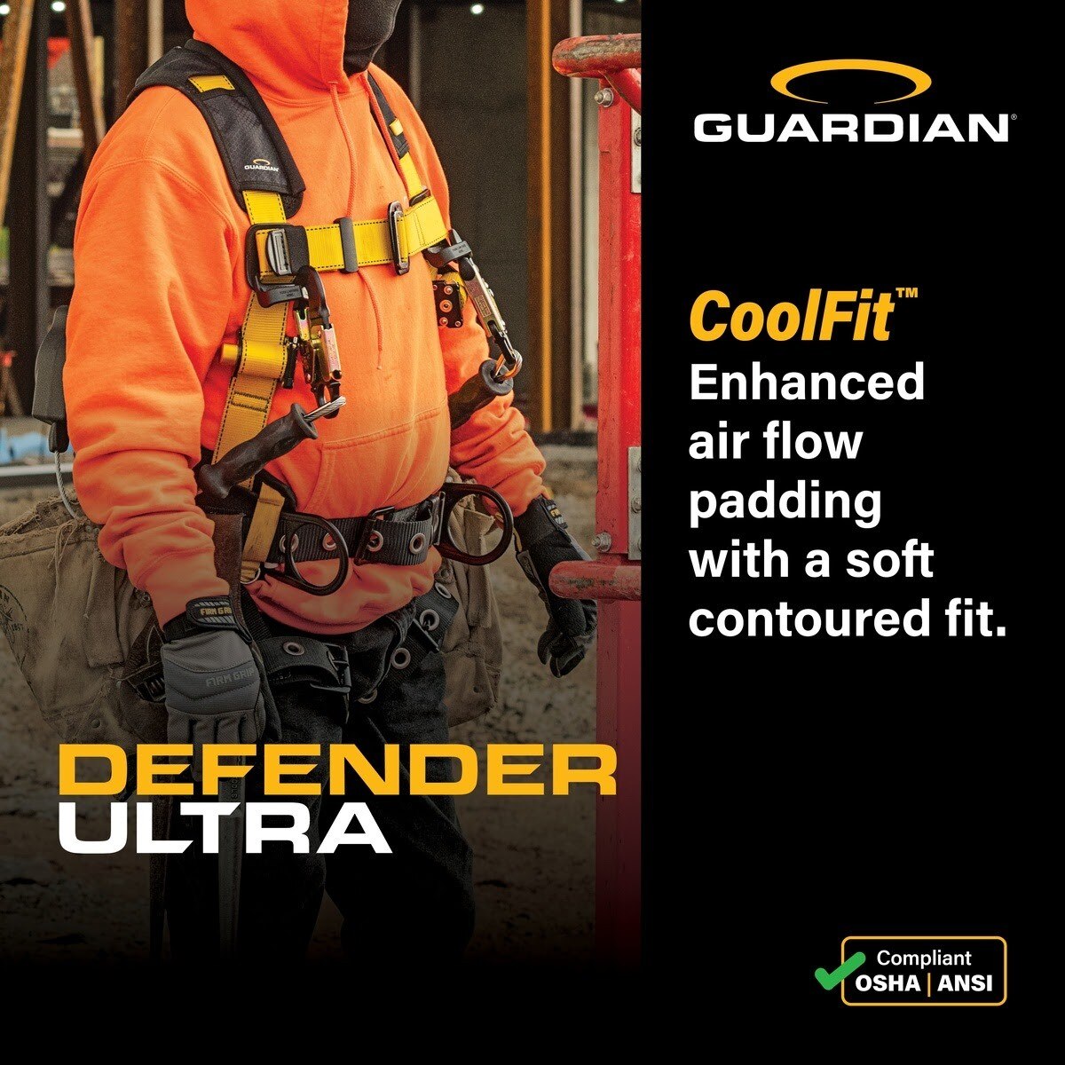 Guardian 3737241 Defender Ultra Construction Climbing Harness M-L Quick-Connect (1 Each) - 5
