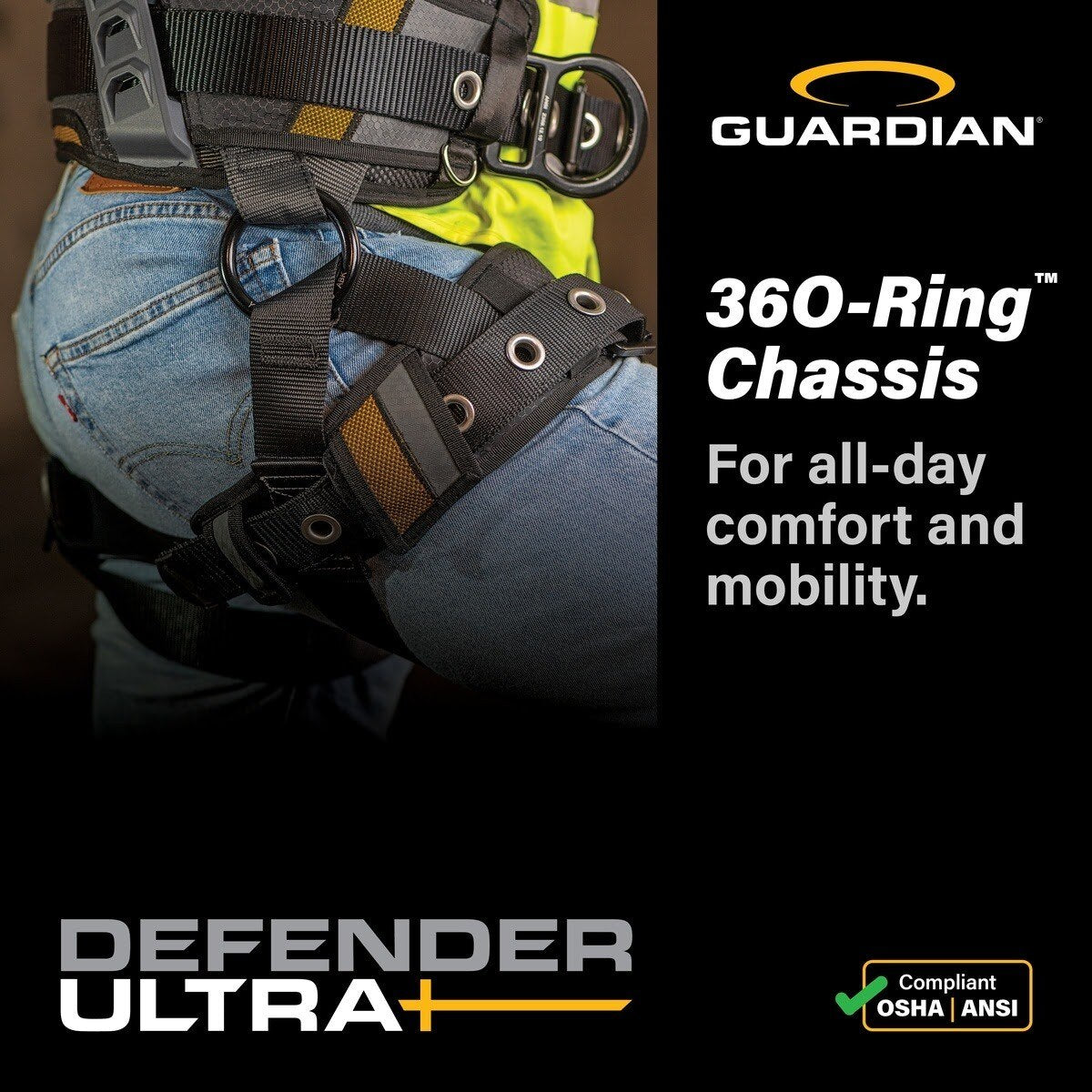 Guardian 3737400 Defender Ultra Plus Construction Full Body Harness Quick Connect XS-S - 5