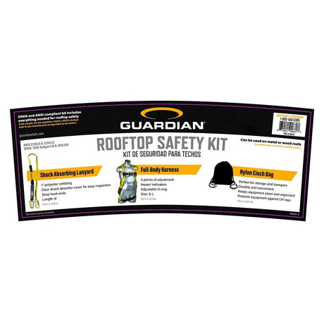 Guardian 00875 Rooftop Safety Kit with XL-XXL Full-Body Harness and 6 ft Shock Absorbing Lanyard - 2