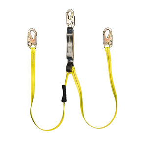 Guardian 01230 6 ft Dual Leg External Shock Absorbing Lanyard with Steel Snap Hooks