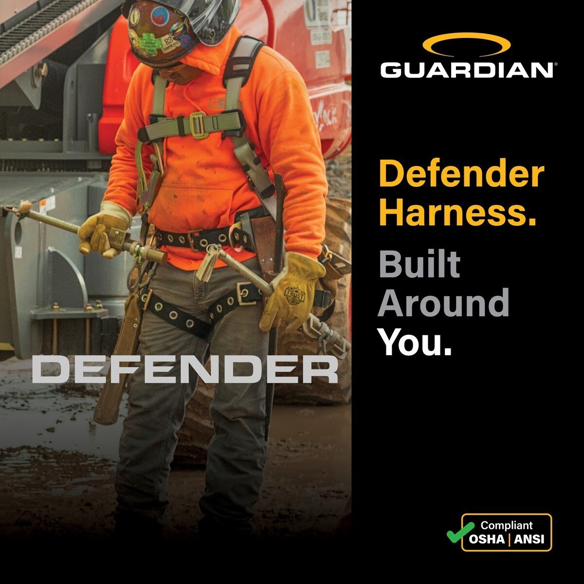 Guardian 3737016 Defender Standard Full Body Harness XS-S with Quick-Connect Chest and Tongue Buckle Legs (1 Each) - 7