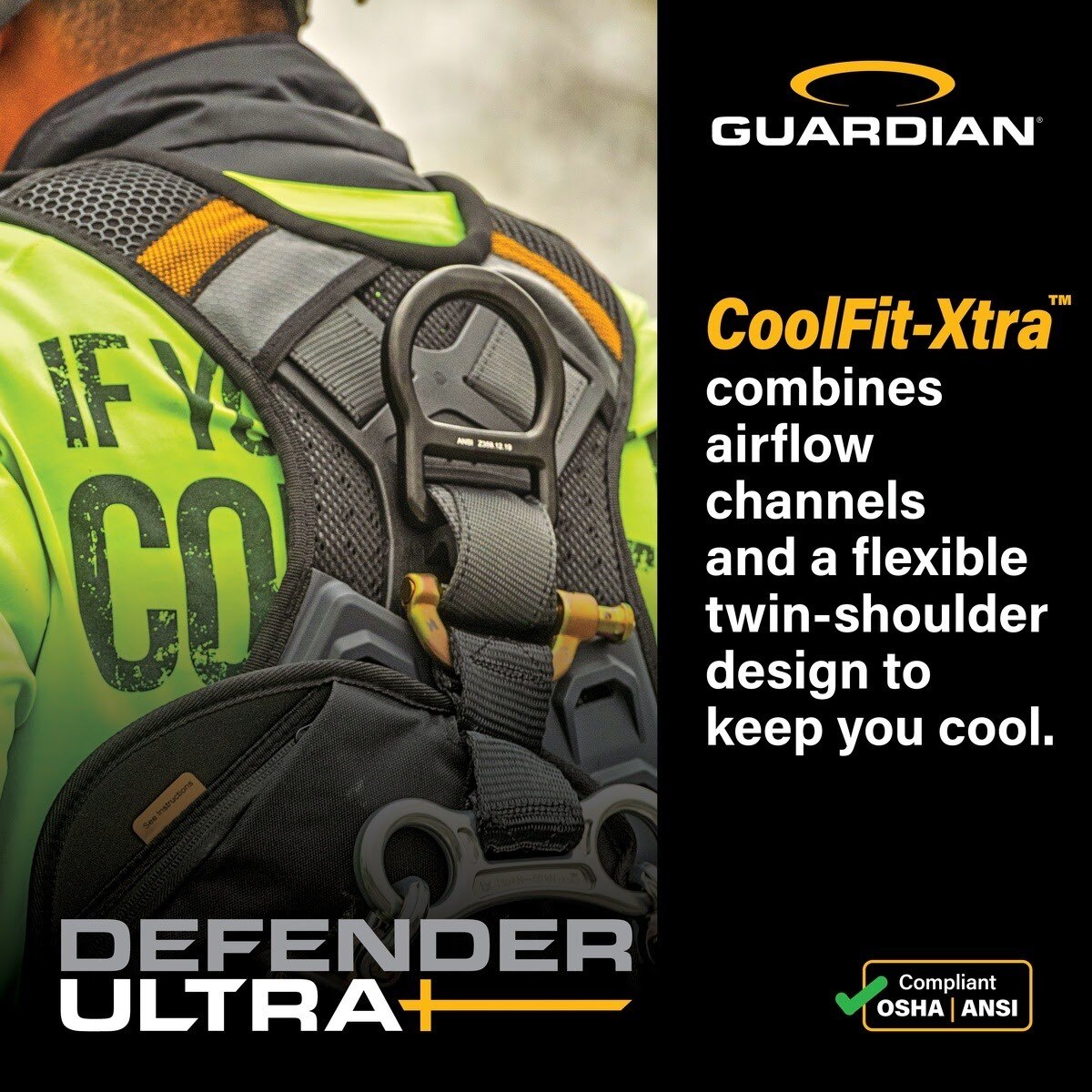 Guardian 3737341 Defender Ultra Plus Climbing Full Body Harness M-L with Quick-Connect Chest and Leg Buckles (1 Each) - 4