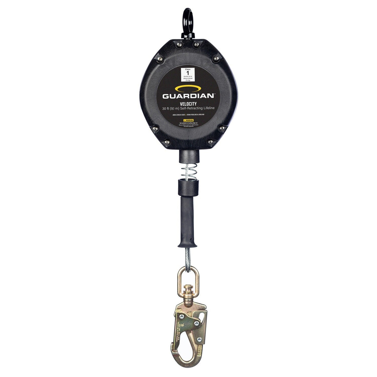 Guardian 42002 30 ft Velocity Class 1 Cable Self Retracting Lifeline with Steel Snap Hook